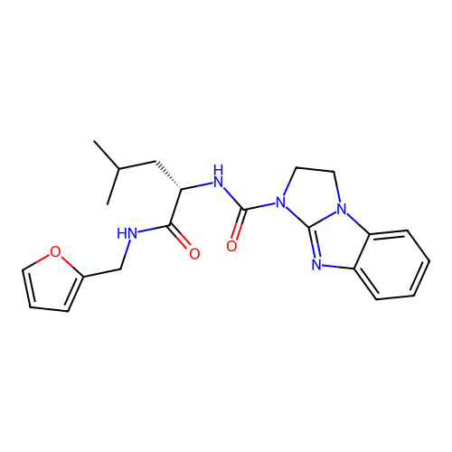 (S)-N-(1-((furan-2-ylmethyl)amino)-4-methyl-1-oxopentan-2-yl)-2,3-dihydro-1H-benzo[d]imidazo[1,2-a]imidazole-1-carboxamide structure