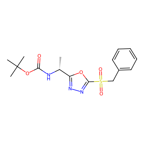tert-butyl {(1R)-1-[5-(benzylsulfonyl)-1,3,4-oxadiazol-2-yl]ethyl}carbamate structure