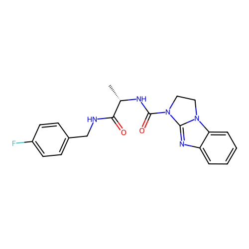 (S)-N-(1-((4-fluorobenzyl)amino)-1-oxopropan-2-yl)-2,3-dihydro-1H-benzo[d]imidazo[1,2-a]imidazole-1-carboxamide structure