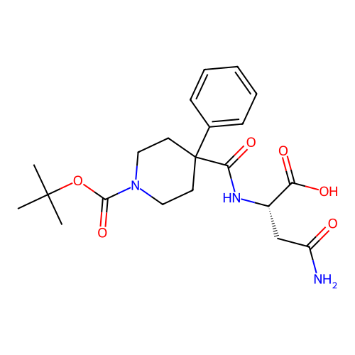 (2S)-4-amino-2-[[1-[(2-methylpropan-2-yl)oxycarbonyl]-4-phenylpiperidine-4-carbonyl]amino]-4-oxobutanoic acid structure