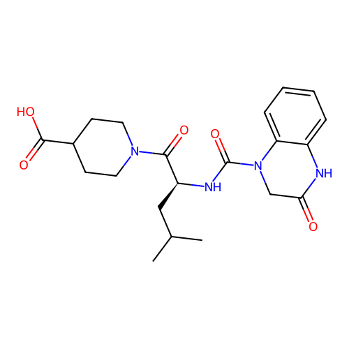 1-{N-[(3-hydroxyquinoxalin-1(2H)-yl)carbonyl]-L-leucyl}piperidine-4-carboxylic acid structure