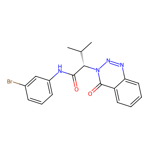(2S)-N-(3-bromophenyl)-3-methyl-2-(4-oxo-1,2,3-benzotriazin-3(4H)-yl)butanamide structure