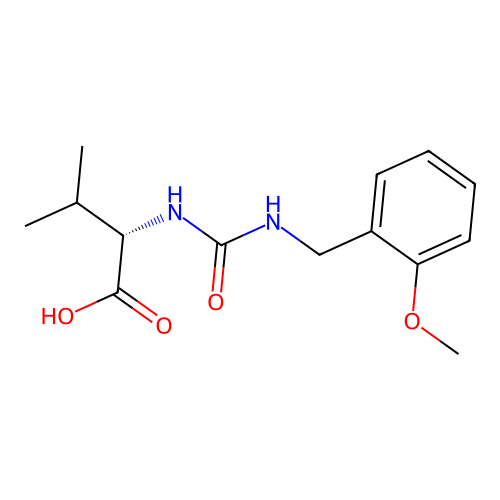 (S)-2-(3-(2-methoxybenzyl)ureido)-3-methylbutanoic acid structure