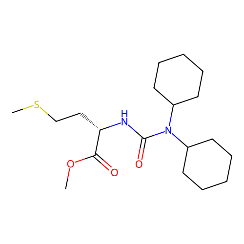 (S)-methyl 2-(3,3-dicyclohexylureido)-4-(methylthio)butanoate structure