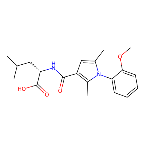 N-{[1-(2-methoxyphenyl)-2,5-dimethyl-1H-pyrrol-3-yl]carbonyl}-L-leucine structure