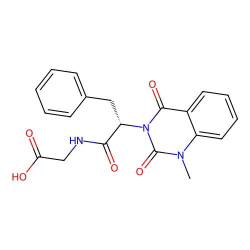 (S)-2-(2-(1-methyl-2,4-dioxo-1,2-dihydroquinazolin-3(4H)-yl)-3-phenylpropanamido)acetic acid structure