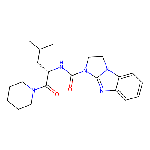 (S)-N-(4-methyl-1-oxo-1-(piperidin-1-yl)pentan-2-yl)-2,3-dihydro-1H-benzo[d]imidazo[1,2-a]imidazole-1-carboxamide structure