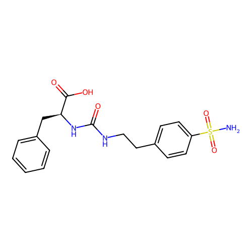 N-{[2-(4-sulfamoylphenyl)ethyl]carbamoyl}-L-phenylalanine structure
