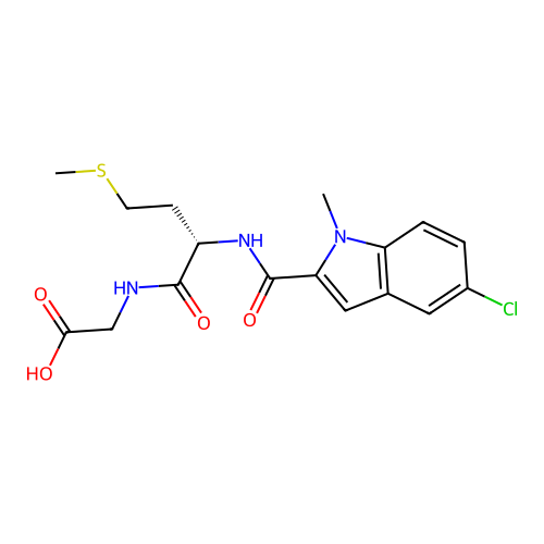 N-[(5-chloro-1-methyl-1H-indol-2-yl)carbonyl]-L-methionylglycine structure