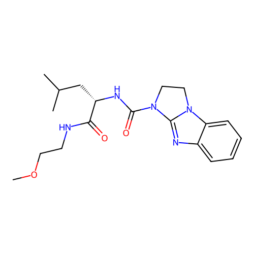 (S)-N-(1-((2-methoxyethyl)amino)-4-methyl-1-oxopentan-2-yl)-2,3-dihydro-1H-benzo[d]imidazo[1,2-a]imidazole-1-carboxamide structure