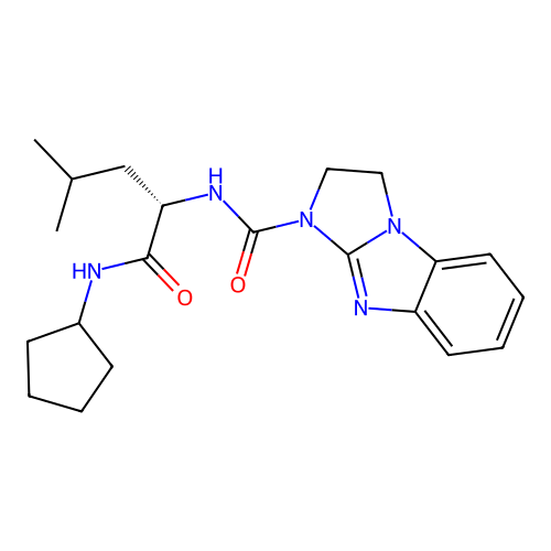 (S)-N-(1-(cyclopentylamino)-4-methyl-1-oxopentan-2-yl)-2,3-dihydro-1H-benzo[d]imidazo[1,2-a]imidazole-1-carboxamide structure