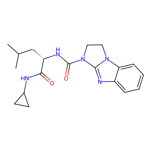 (S)-N-(1-(cyclopropylamino)-4-methyl-1-oxopentan-2-yl)-2,3-dihydro-1H-benzo[d]imidazo[1,2-a]imidazole-1-carboxamide structure
