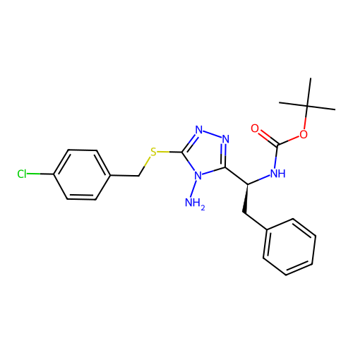 (S)-tert-butyl (1-(4-amino-5-((4-chlorobenzyl)thio)-4H-1,2,4-triazol-3-yl)-2-phenylethyl)carbamate structure