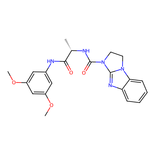 N-[(2S)-1-(3,5-dimethoxyanilino)-1-oxopropan-2-yl]-1,2-dihydroimidazo[1,2-a]benzimidazole-3-carboxamide structure