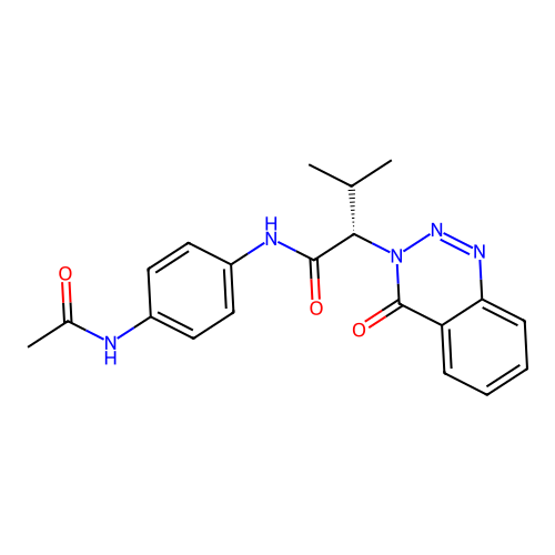 (2S)-N-(4-acetamidophenyl)-3-methyl-2-(4-oxo-1,2,3-benzotriazin-3-yl)butanamide structure