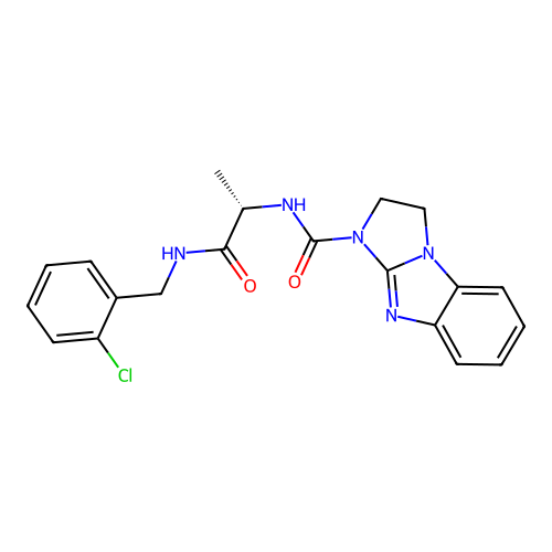 (S)-N-(1-((2-chlorobenzyl)amino)-1-oxopropan-2-yl)-2,3-dihydro-1H-benzo[d]imidazo[1,2-a]imidazole-1-carboxamide structure