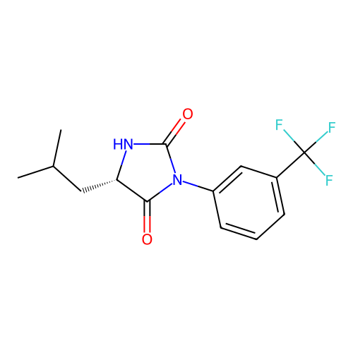 (S)-5-isobutyl-3-(3-(trifluoromethyl)phenyl)imidazolidine-2,4-dione structure