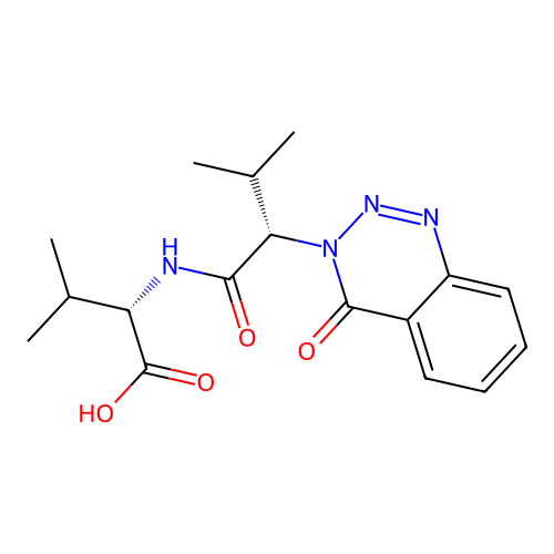 N-[(2S)-3-methyl-2-(4-oxo-1,2,3-benzotriazin-3(4H)-yl)butanoyl]-L-valine structure