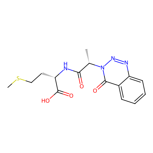 N-[(2S)-2-(4-oxo-1,2,3-benzotriazin-3(4H)-yl)propanoyl]-L-methionine structure
