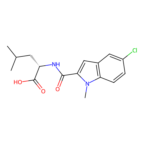 N-[(5-chloro-1-methyl-1H-indol-2-yl)carbonyl]-L-leucine structure