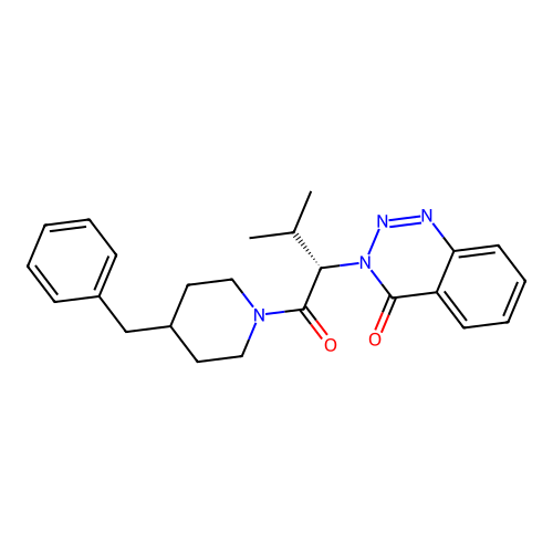 3-[(2S)-1-(4-benzylpiperidin-1-yl)-3-methyl-1-oxobutan-2-yl]-1,2,3-benzotriazin-4-one structure