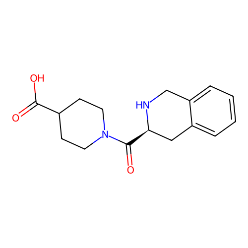 1-[(3S)-1,2,3,4-tetrahydroisoquinolin-3-ylcarbonyl]piperidine-4-carboxylic acid structure