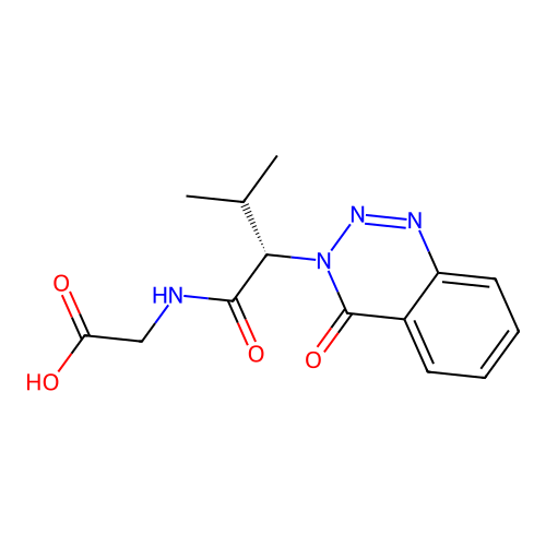 N-[(2S)-3-methyl-2-(4-oxo-1,2,3-benzotriazin-3(4H)-yl)butanoyl]glycine structure