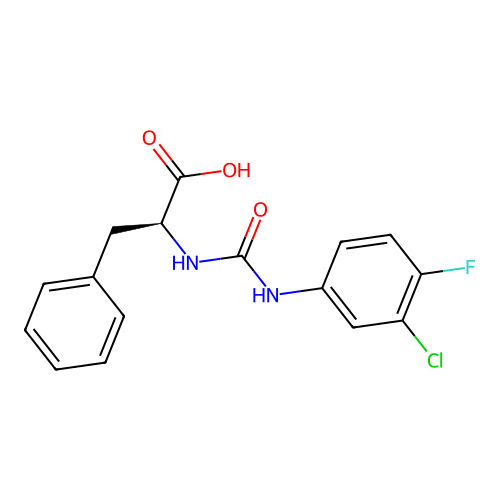 N-[(3-chloro-4-fluorophenyl)carbamoyl]-L-phenylalanine structure