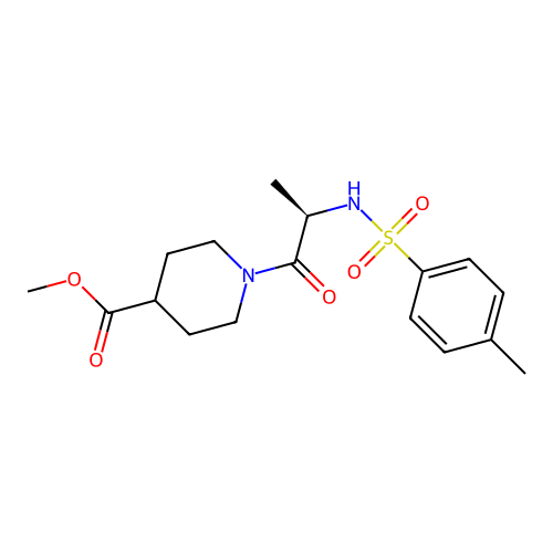 (R)-methyl 1-(2-(4-methylphenylsulfonamido)propanoyl)piperidine-4-carboxylate structure
