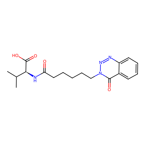 (S)-3-methyl-2-(6-(4-oxobenzo[d][1,2,3]triazin-3(4H)-yl)hexanamido)butanoic acid structure
