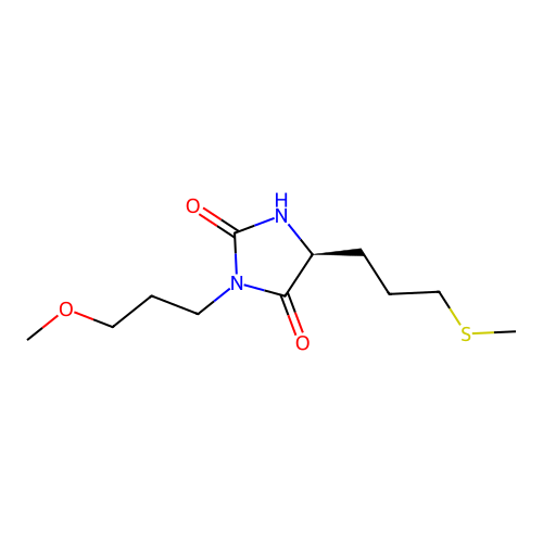 (S)-3-(3-methoxypropyl)-5-(3-(methylthio)propyl)imidazolidine-2,4-dione structure