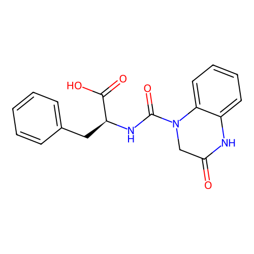 (S)-2-(3-oxo-1,2,3,4-tetrahydroquinoxaline-1-carboxamido)-3-phenylpropanoic acid structure
