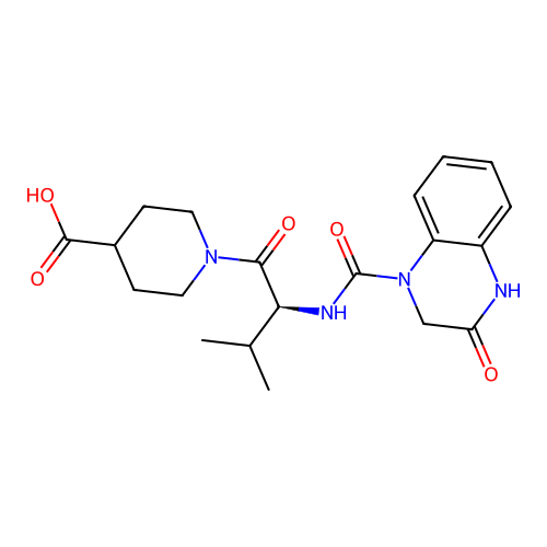 1-{N-[(3-hydroxyquinoxalin-1(2H)-yl)carbonyl]-L-valyl}piperidine-4-carboxylic acid structure