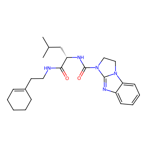 (S)-N-(1-((2-(cyclohex-1-en-1-yl)ethyl)amino)-4-methyl-1-oxopentan-2-yl)-2,3-dihydro-1H-benzo[d]imidazo[1,2-a]imidazole-1-carboxamide structure