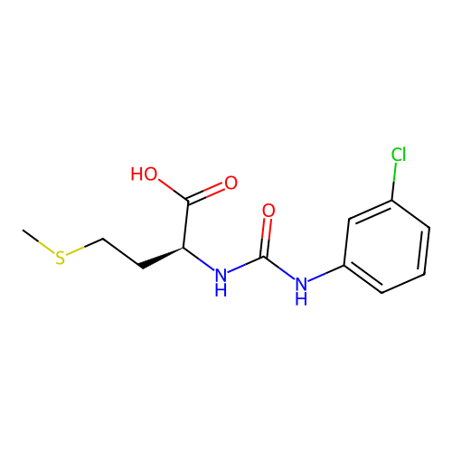 N-[(3-chlorophenyl)carbamoyl]-L-methionine structure