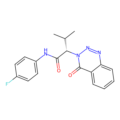 (2S)-N-(4-fluorophenyl)-3-methyl-2-(4-oxo-1,2,3-benzotriazin-3(4H)-yl)butanamide structure