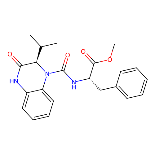 (S)-methyl 2-((R)-2-isopropyl-3-oxo-1,2,3,4-tetrahydroquinoxaline-1-carboxamido)-3-phenylpropanoate structure