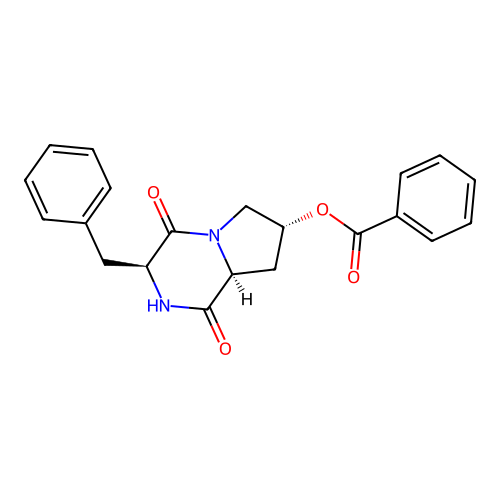 (3S,7R,8aS)-3-benzyl-1,4-dioxooctahydropyrrolo[1,2-a]pyrazin-7-yl benzoate structure