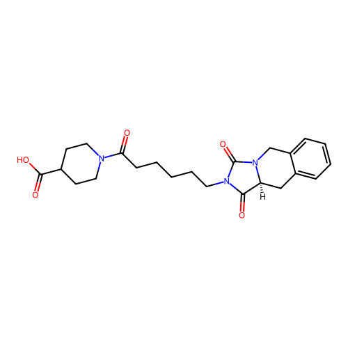 (S)-1-(6-(1,3-dioxo-10,10a-dihydroimidazo[1,5-b]isoquinolin-2(1H,3H,5H)-yl)hexanoyl)piperidine-4-carboxylic acid structure