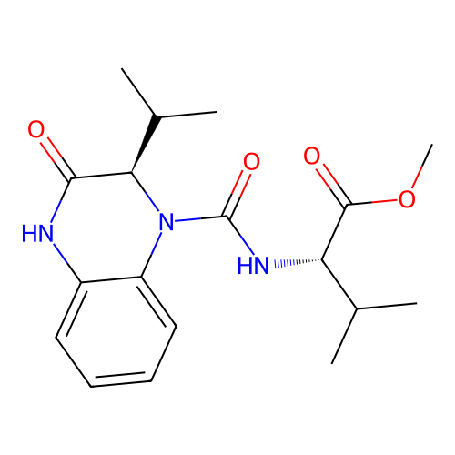 (S)-methyl 2-((R)-2-isopropyl-3-oxo-1,2,3,4-tetrahydroquinoxaline-1-carboxamido)-3-methylbutanoate structure