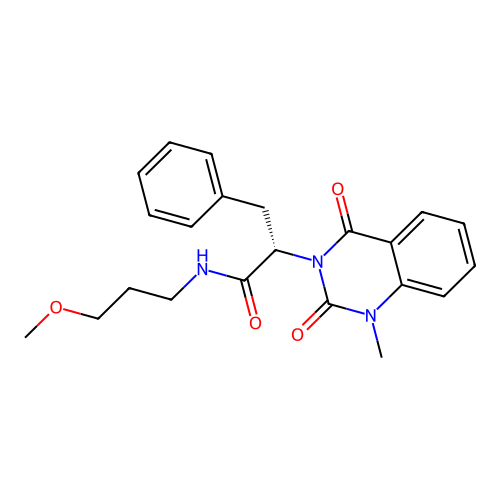 (2S)-N-(3-methoxypropyl)-2-(1-methyl-2,4-dioxoquinazolin-3-yl)-3-phenylpropanamide structure
