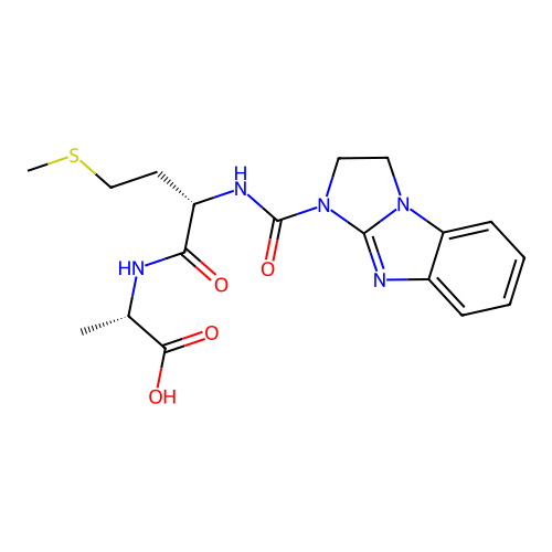 (2S)-2-[[(2S)-2-(1,2-dihydroimidazo[1,2-a]benzimidazole-3-carbonylamino)-4-methylsulfanylbutanoyl]amino]propanoic acid structure