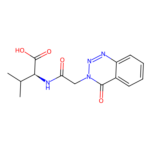 (S)-3-methyl-2-(2-(4-oxobenzo[d][1,2,3]triazin-3(4H)-yl)acetamido)butanoic acid structure