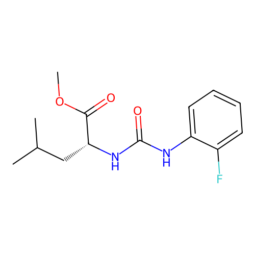 methyl N-[(2-fluorophenyl)carbamoyl]-D-leucinate structure