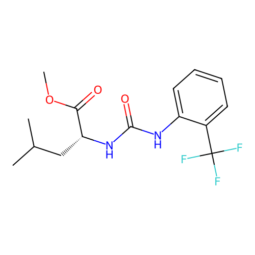 methyl N-{[2-(trifluoromethyl)phenyl]carbamoyl}-D-leucinate structure