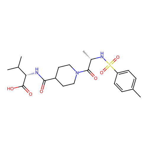 (2S)-3-methyl-2-[[1-[(2S)-2-[(4-methylphenyl)sulfonylamino]propanoyl]piperidine-4-carbonyl]amino]butanoic acid structure