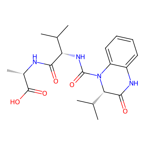 (2S)-2-[[(2S)-3-methyl-2-[[(2S)-3-oxo-2-propan-2-yl-2,4-dihydroquinoxaline-1-carbonyl]amino]butanoyl]amino]propanoic acid structure