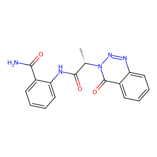2-{[(2S)-2-(4-oxo-1,2,3-benzotriazin-3(4H)-yl)propanoyl]amino}benzamide structure