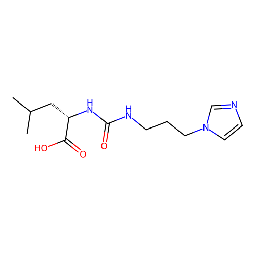 N-{[3-(1H-imidazol-1-yl)propyl]carbamoyl}-L-leucine structure