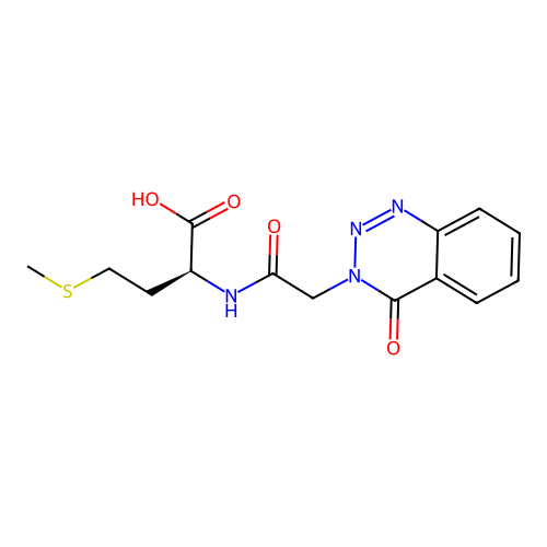 N-[(4-oxo-1,2,3-benzotriazin-3(4H)-yl)acetyl]-L-methionine structure